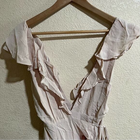 Reformation Champagne Cream Peppermint Ruffle Wrap Maxi Dress - Picture 2 of 5